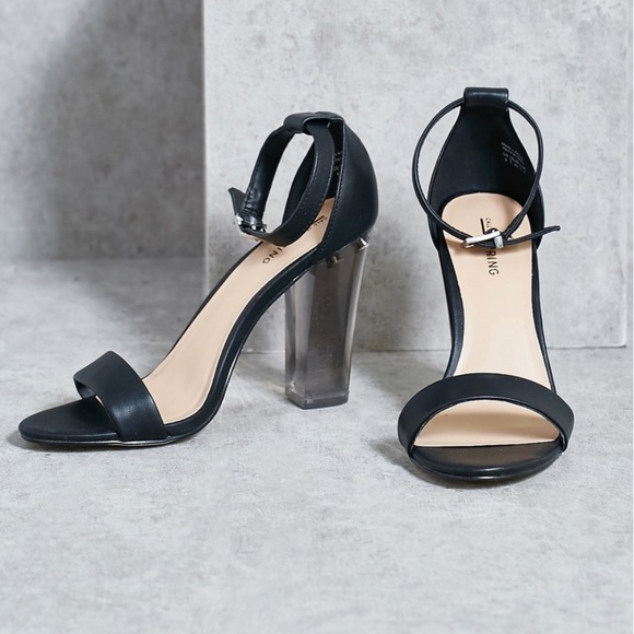ASOS Shoes - Clear Heel Barely There Black Strap Sandal
